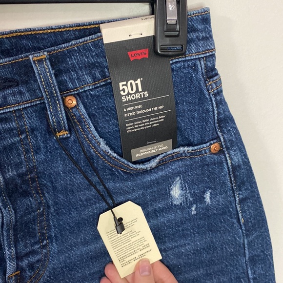 Levi’s Premium 501 High-Rise Distressed mini Shorts in Salsa Destiny Wash sz 27 - Picture 7 of 14